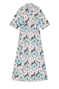 Floral print long shirt dress in cotton - Multicolour