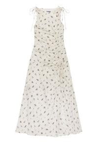 Robe froncée en satin - Egret