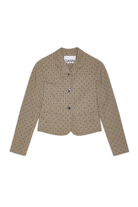 Flocked plaid suit blazer - Tiger's Eye