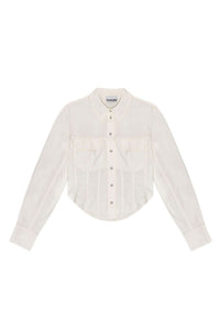 Washed cotton corset shirt - Egret