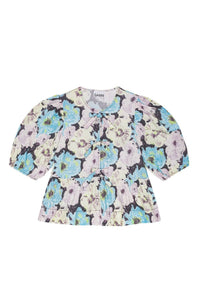 Blouse à basque imprimée floral en coton - Multicolour