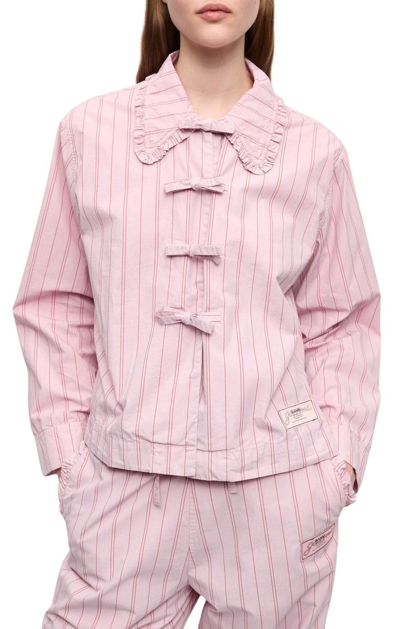 Chemise de pyjama à rayures en coton - Lilac Sachet