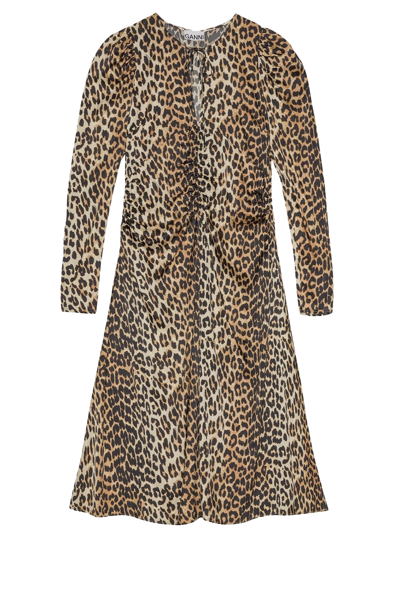 Animal print midi dress in satin - Leopard