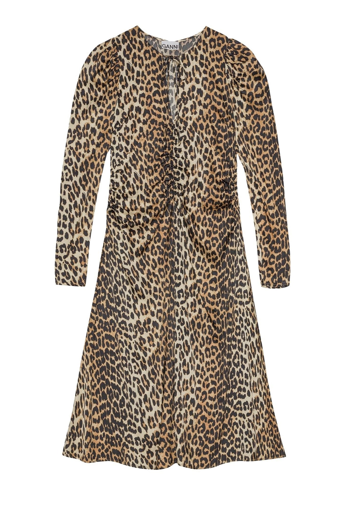 Robe midi à imprimé animal en satin - Leopard