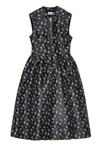 Robe midi floral en jacquard - Black