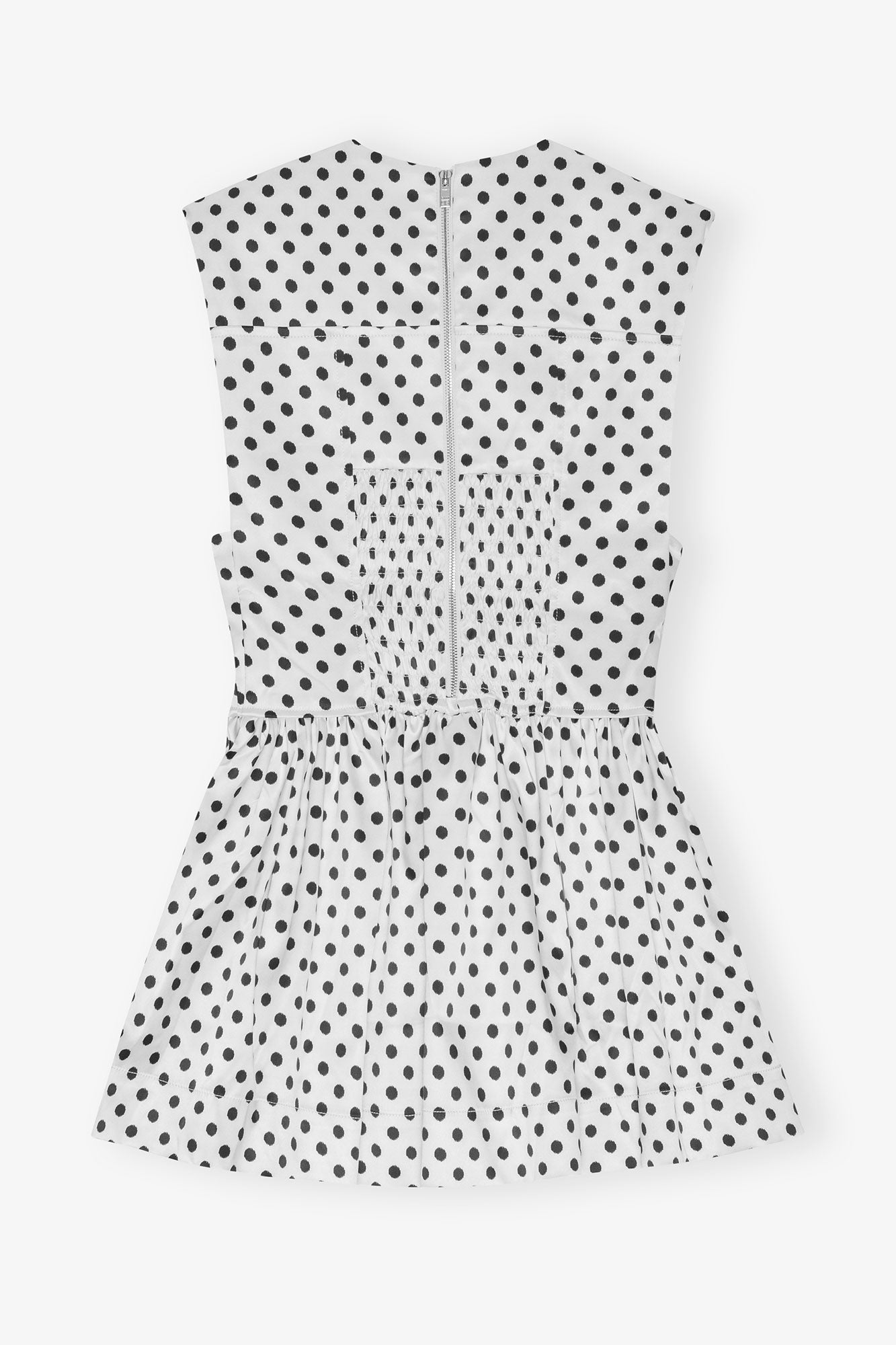 Robe courte corset à pois en satin - Egret