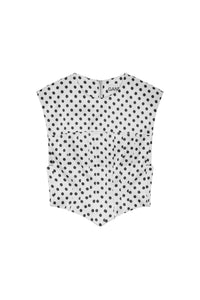 Blouse corset à pois en satin - Egret