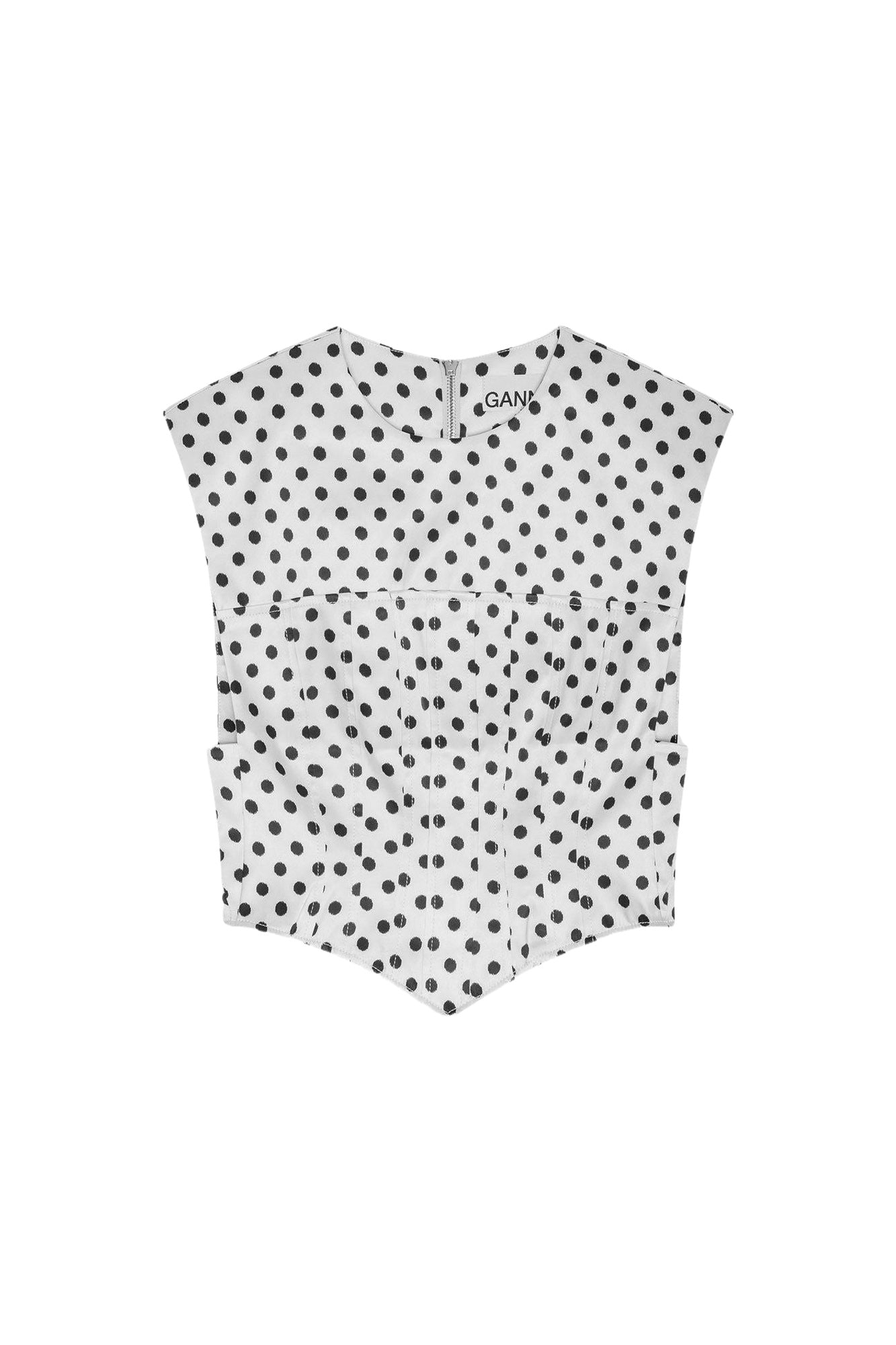 Blouse corset à pois en satin - Egret