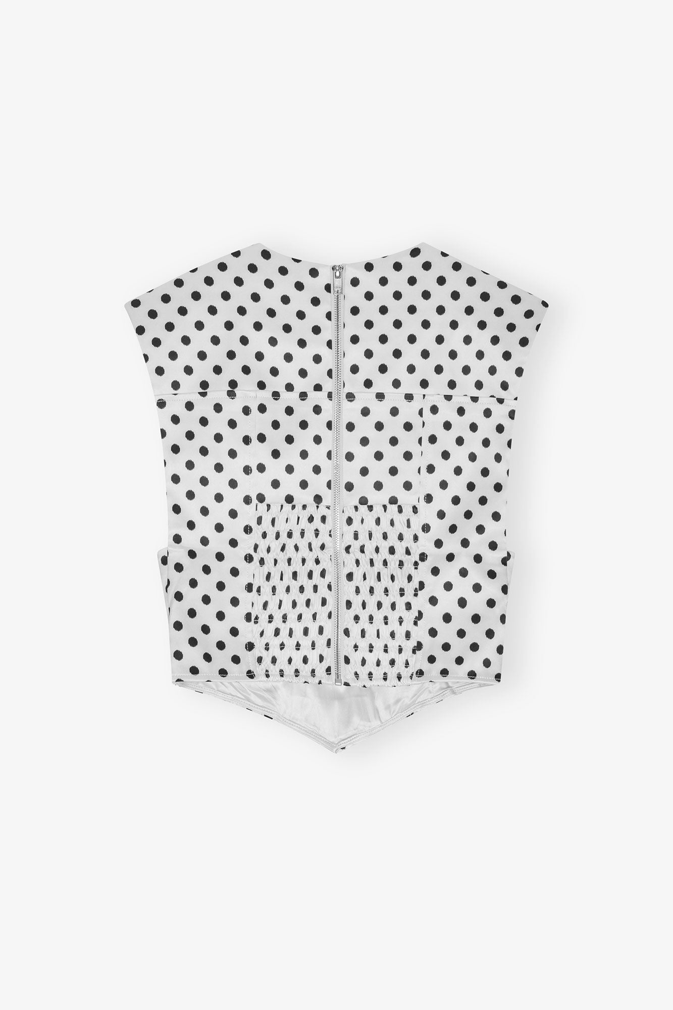 Blouse corset à pois en satin - Egret