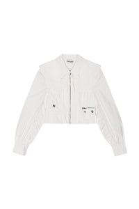 Veste courte corset bomber délavé en coton  - Egret
