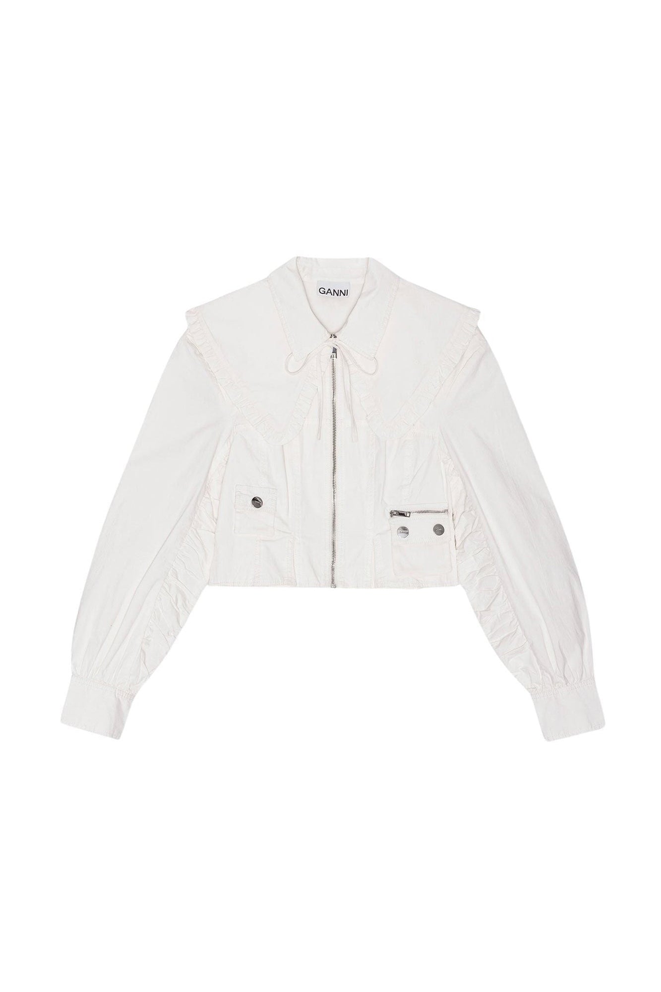 Veste courte corset bomber délavé en coton  - Egret
