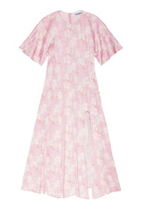 Robe fendue à imprimé floral en satin - Primrose Pink