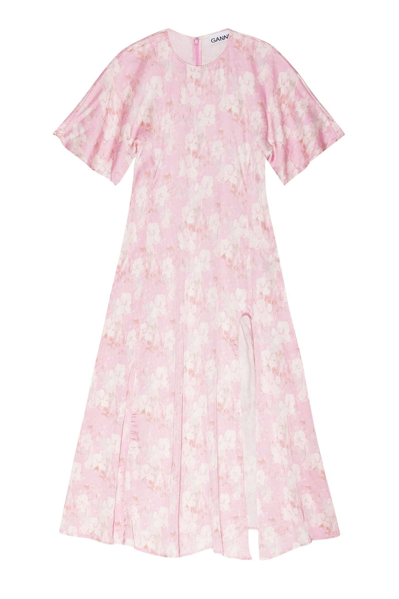 Robe fendue à imprimé floral en satin - Primrose Pink