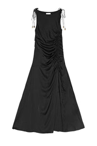 Robe froncée en satin - Black