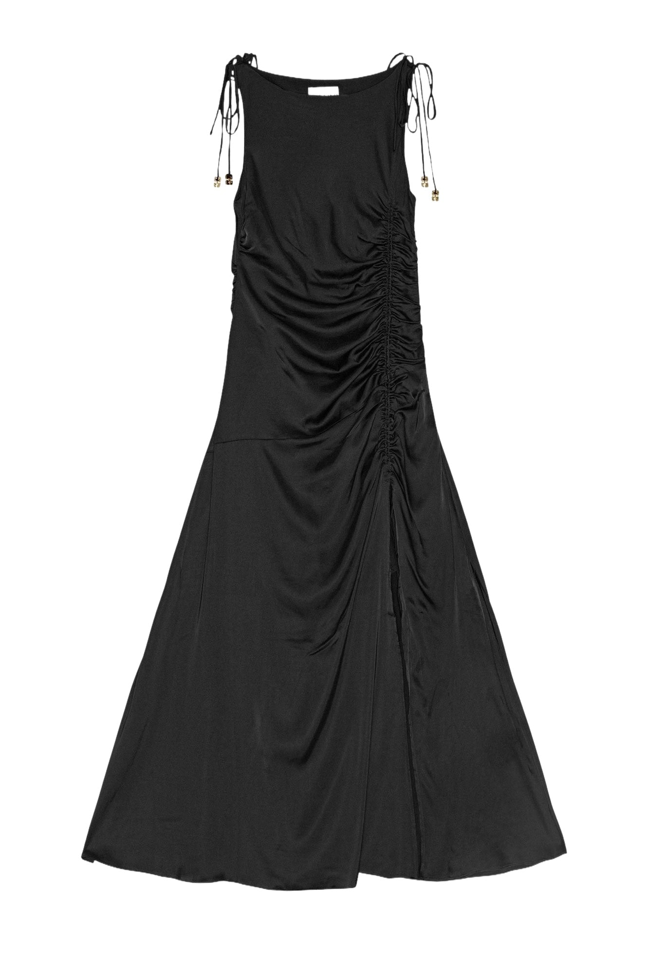 Robe froncée en satin - Black