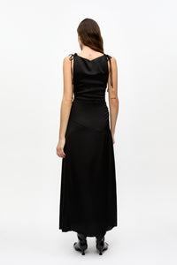 Robe froncée en satin - Black