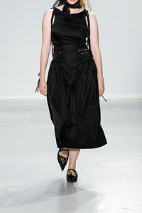 Robe froncée en satin - Black