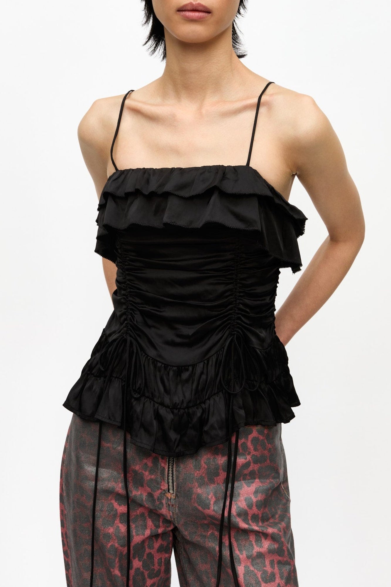Top à enfiler en satin - Black