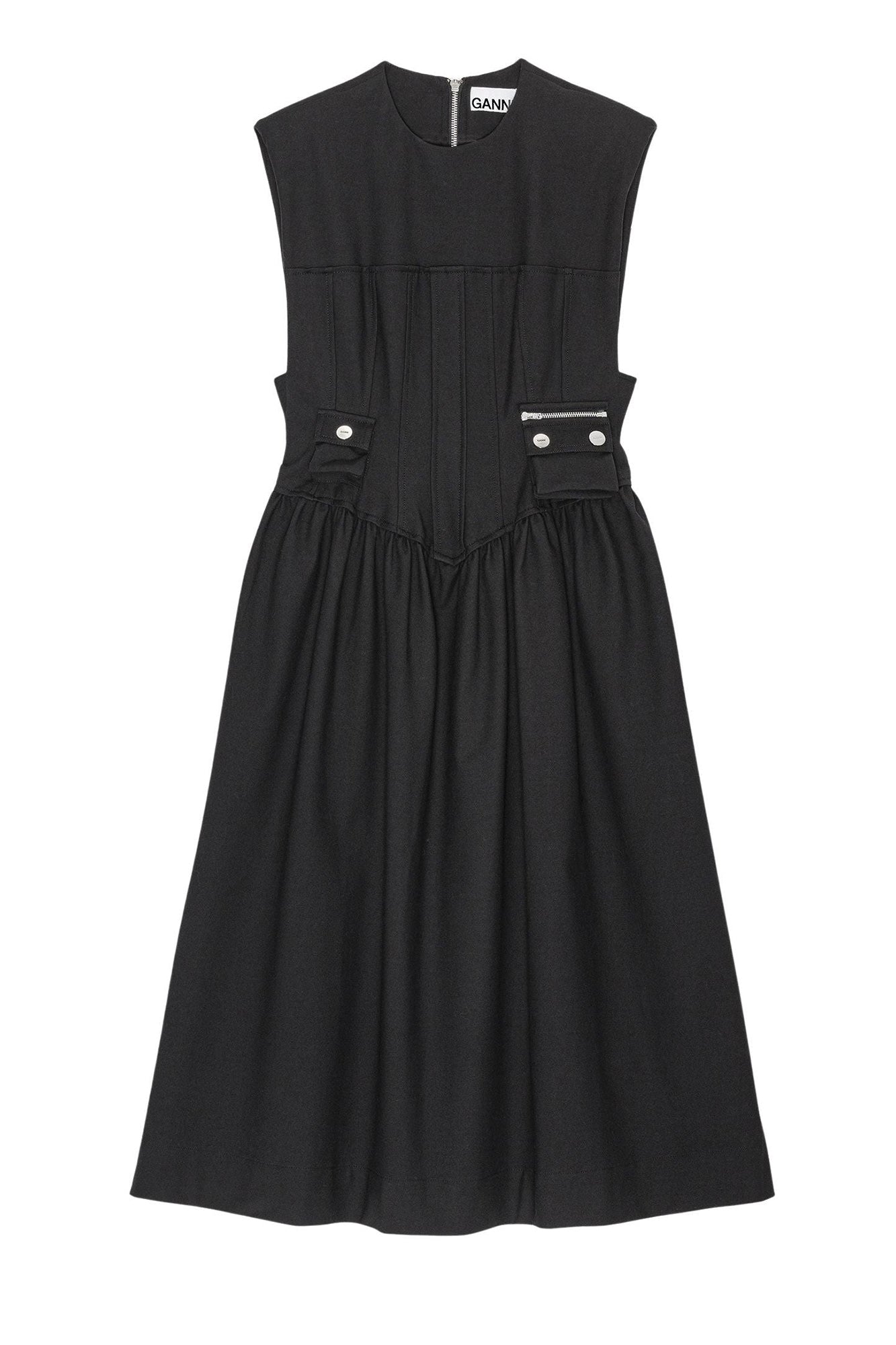 Robe midi corset épais en coton - Black