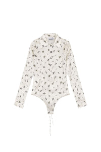 Body boutonné en satin - Egret
