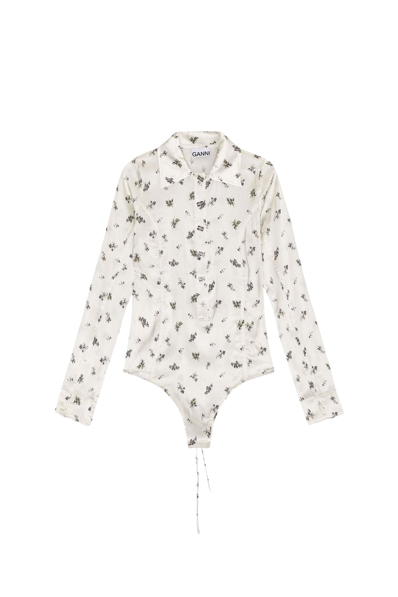 Body boutonné en satin - Egret