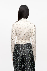 Body boutonné en satin - Egret