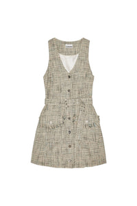 Robe courte ceinturée sans manches en tweed - Alaskan Blue
