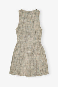 Robe courte ceinturée sans manches en tweed - Alaskan Blue