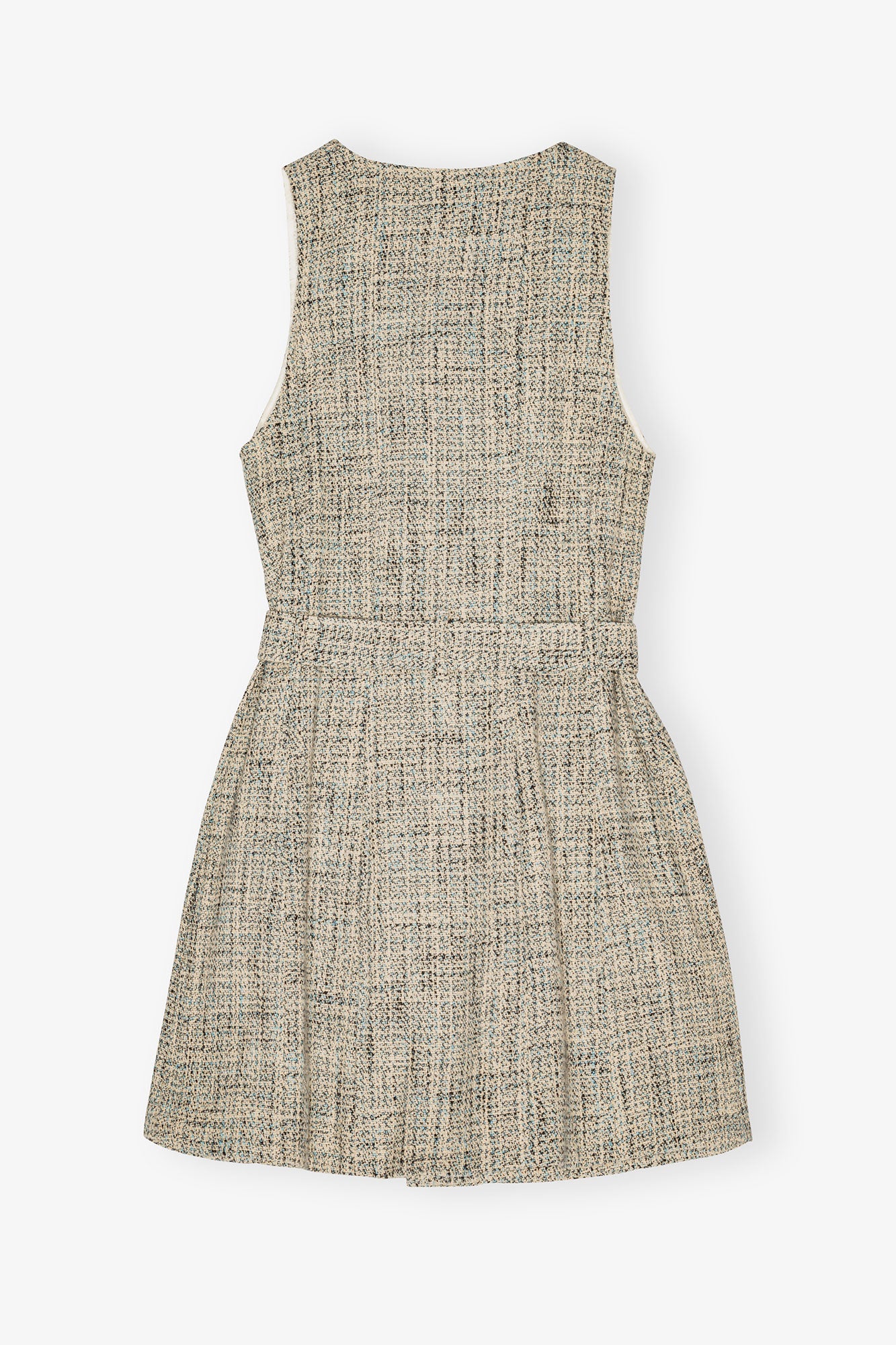 Robe courte ceinturée sans manches en tweed - Alaskan Blue