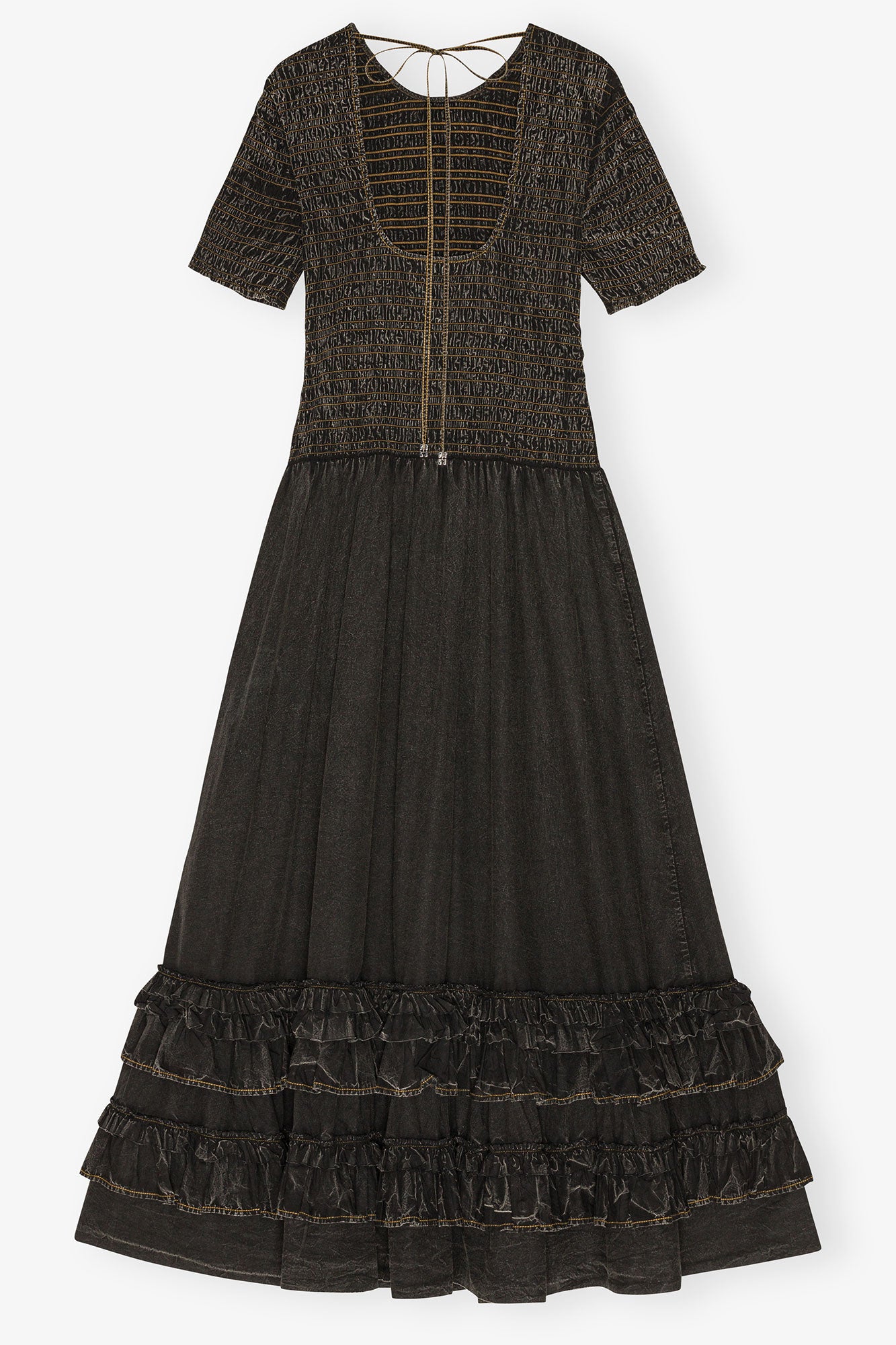 Robe smockée délavée - Black