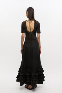 Robe smockée délavée - Black