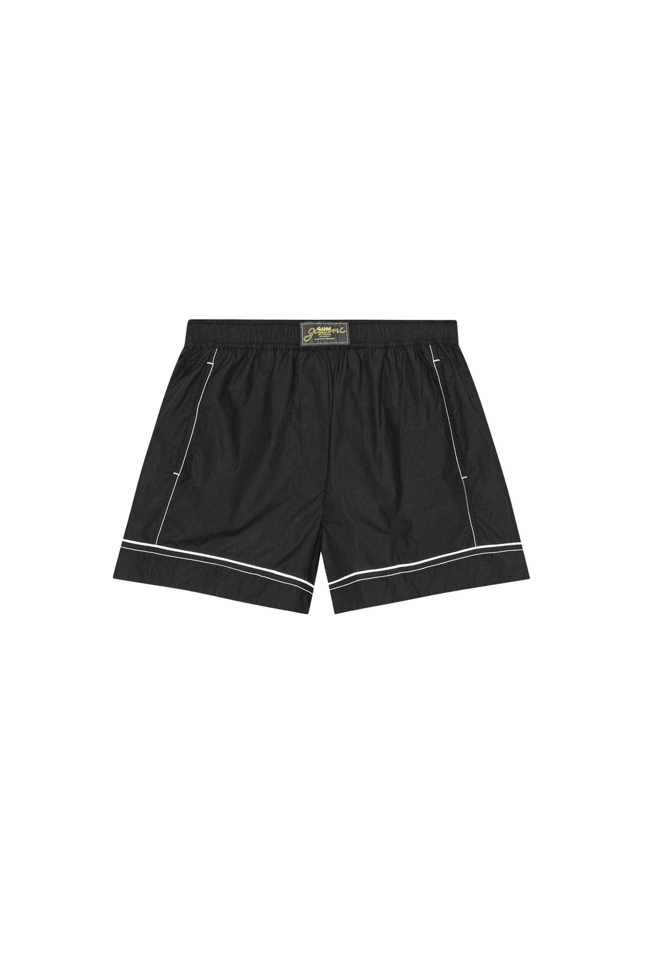 Short à liseré en coton - Black