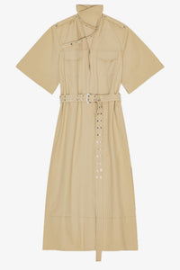 Robe ceinturée en coton  - Pale Khaki
