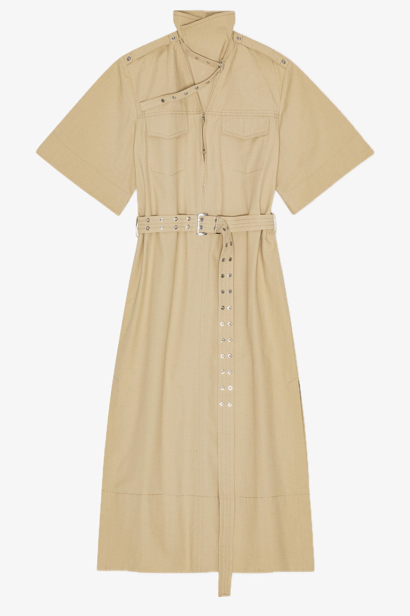 Robe ceinturée en coton  - Pale Khaki