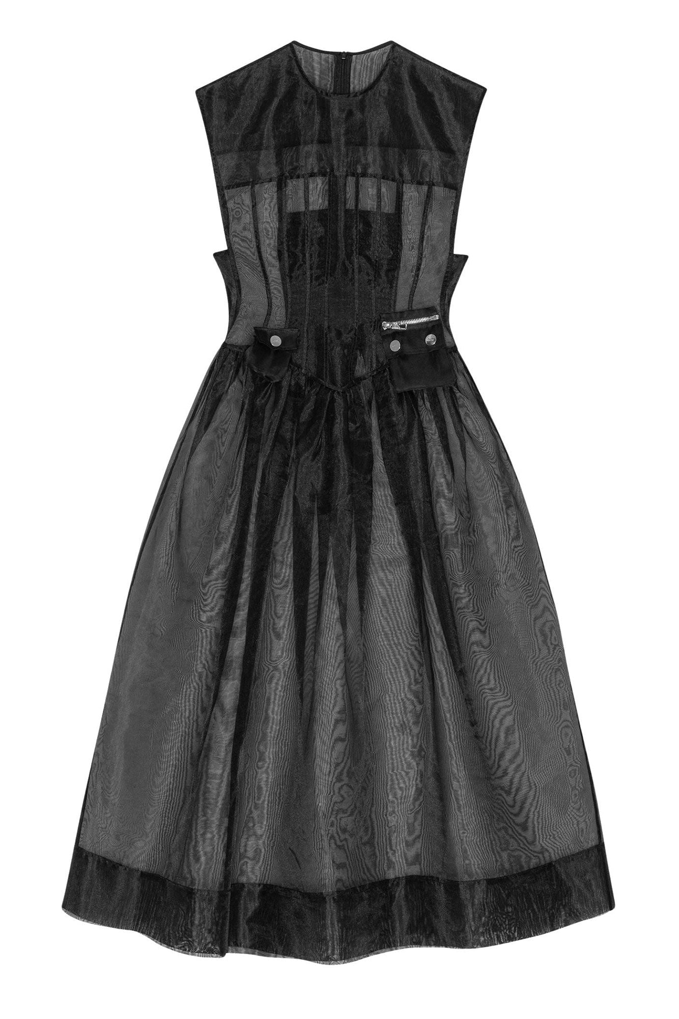 Robe midi corset en organza - Black