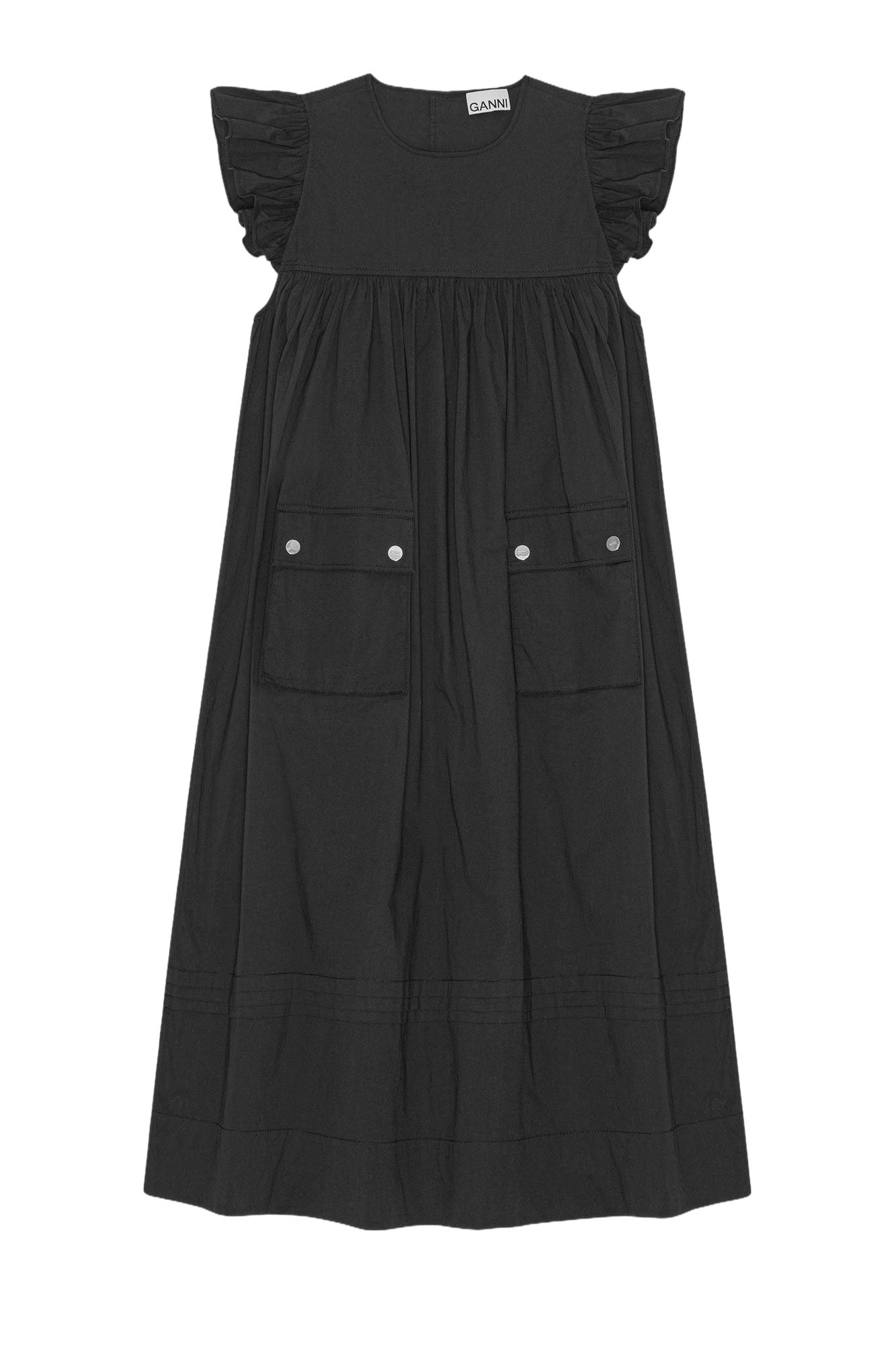Robe à manches volantées en coton - Black