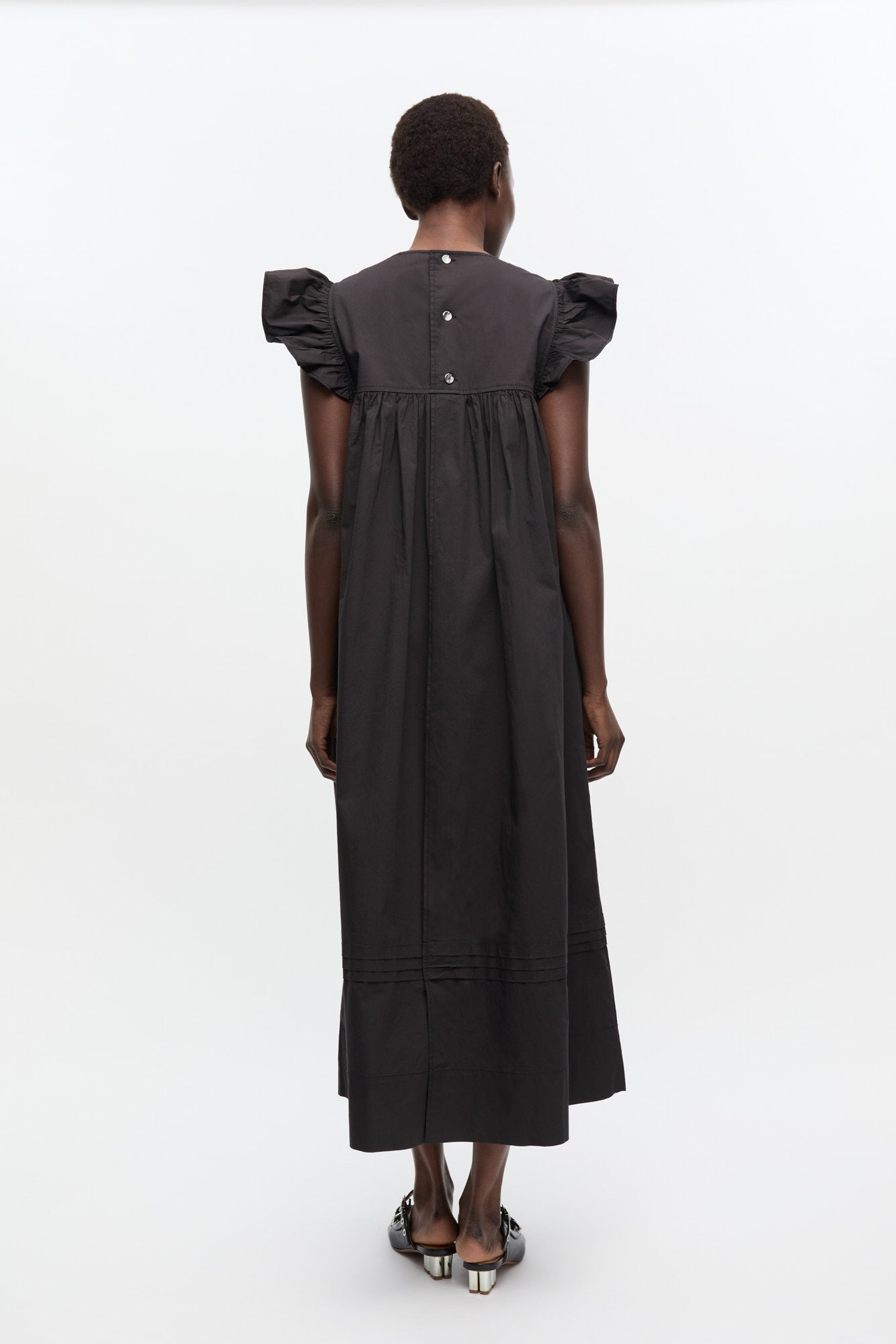 Robe à manches volantées en coton - Black