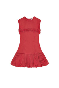 Robe courte corset délavé en coton  - Racing Red