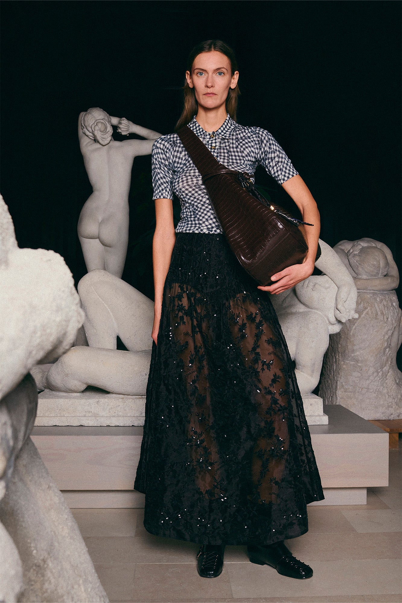 Jupe en organza ornementé - Black