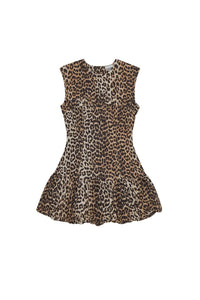 Robe courte à imprimé animal en coton - Leopard
