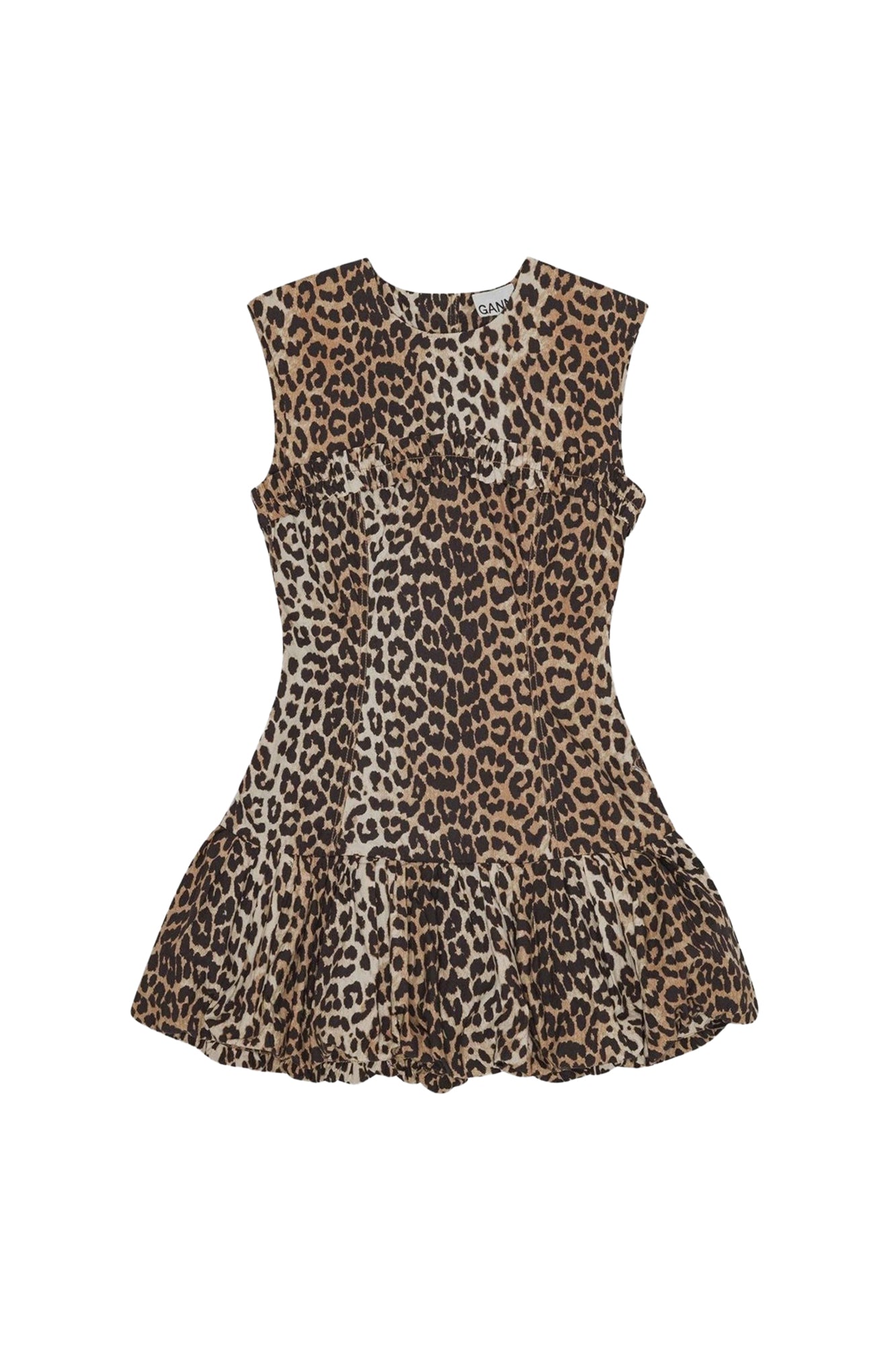 Cotton animal print short dress - Leopard