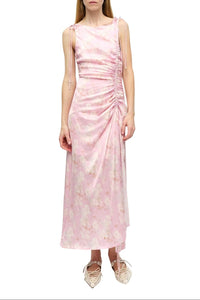 Robe froncée en satin imprimé - Primrose Pink