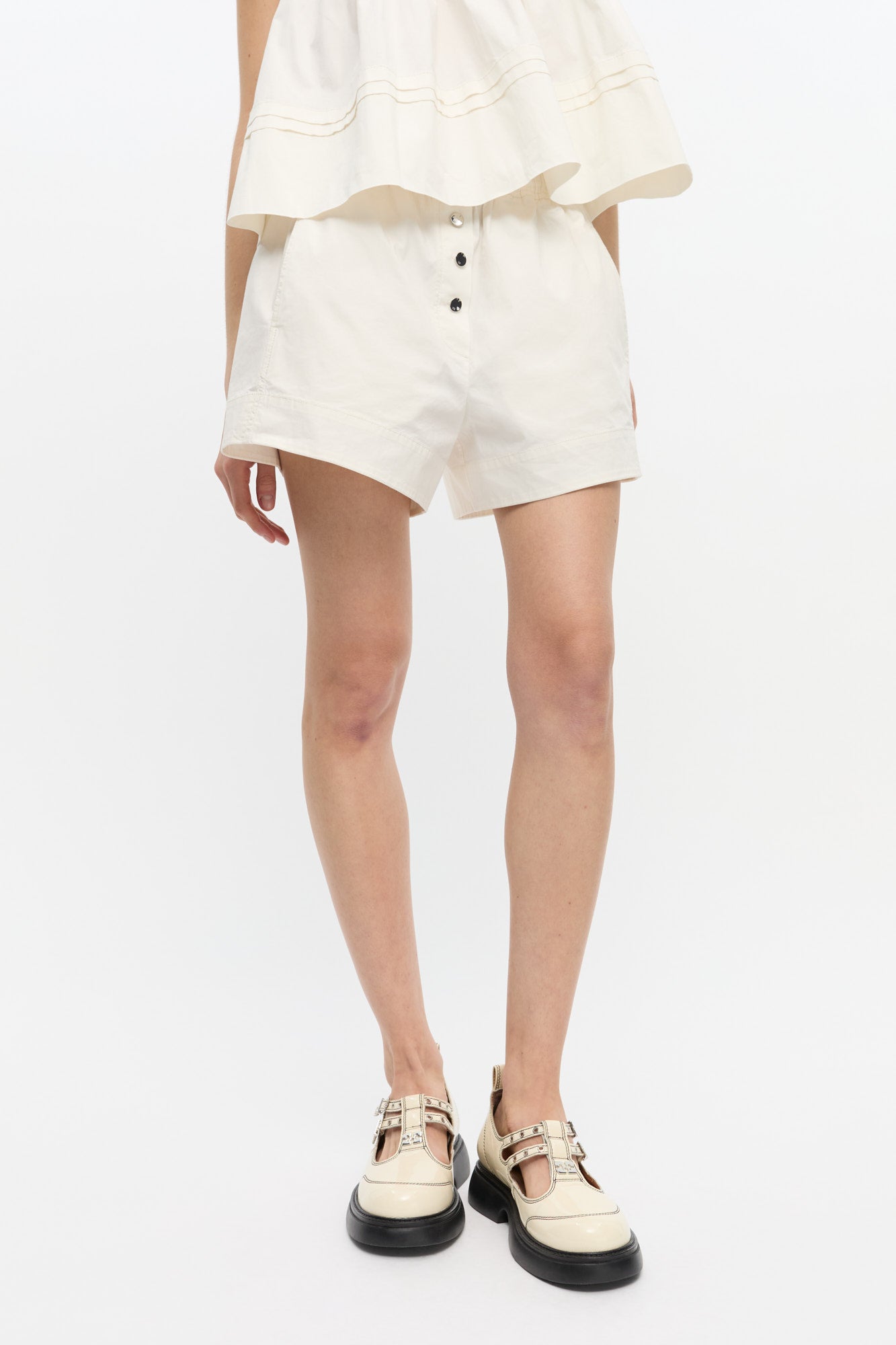 Short boutonné en coton - Egret