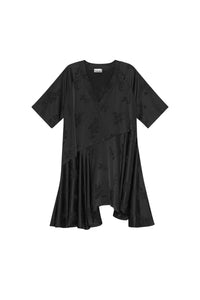Robe courte oversize jacquard en satin - Black