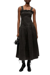 Robe corset délavé en coton - Black