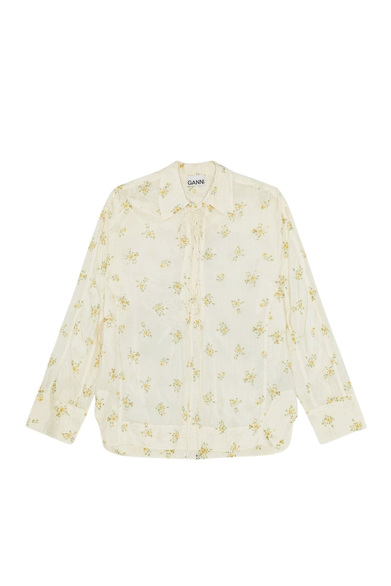 Chemise à fleurs avec lacets - Antique White