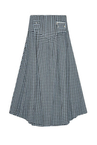 Jupe longue en seersucker à carreaux - Soft Chambray