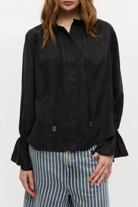 Fluid shirt with tie - Black