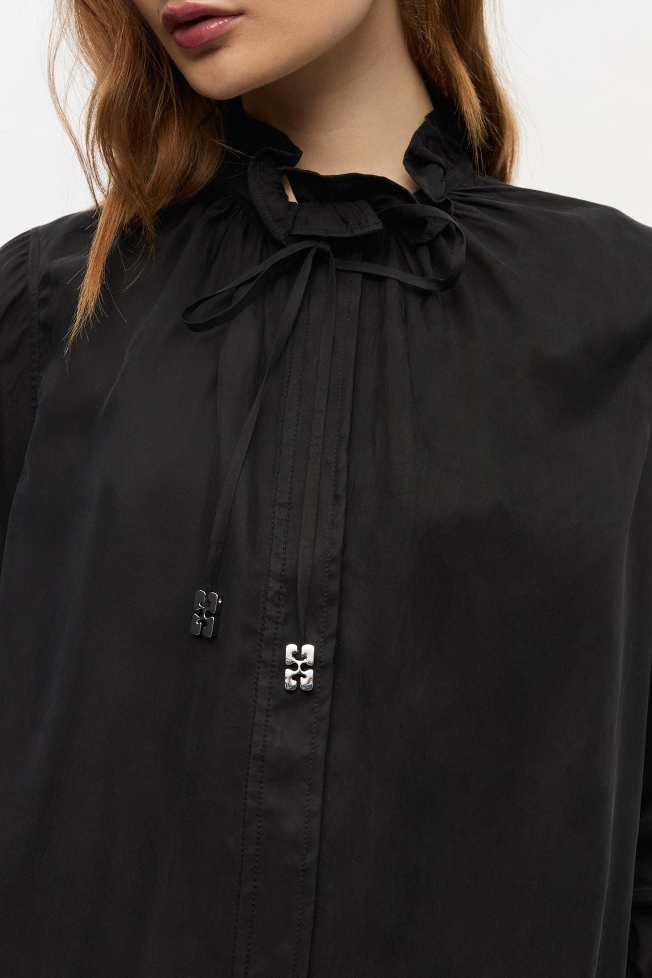Fluid shirt with tie - Black