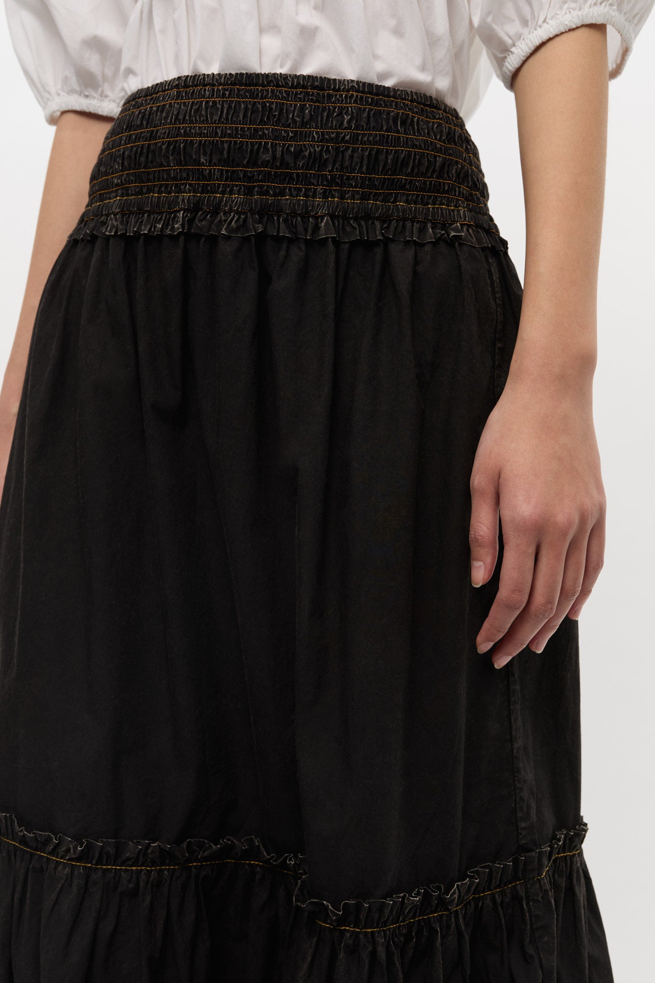 Jupe smockée délavée - Black